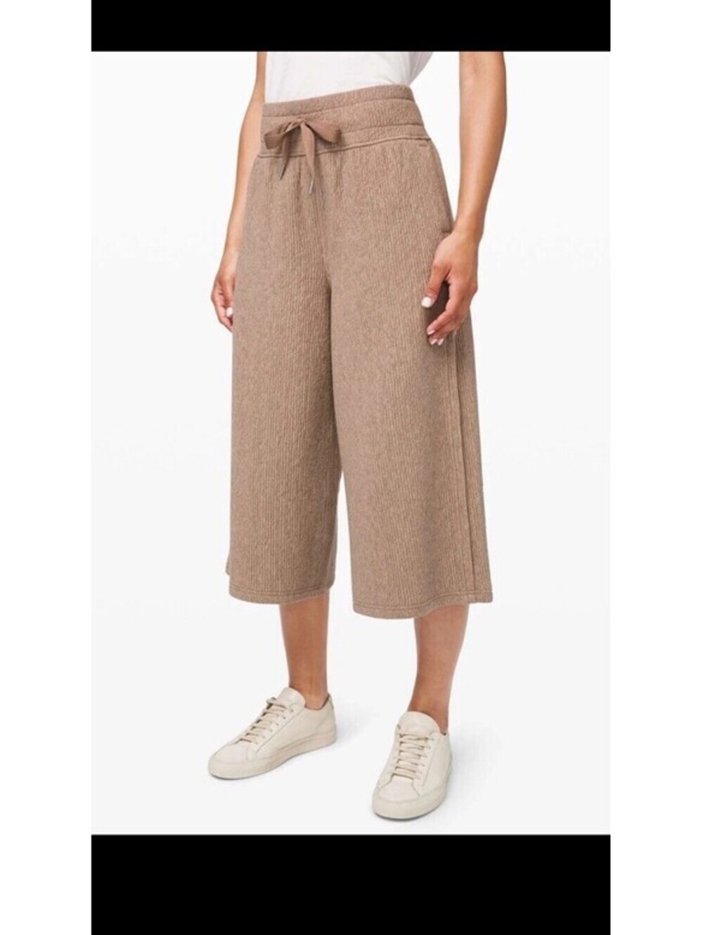 Lululemon Retreat Yourself Soft Cozy Wide Leg  Crop Pant Sand Beige Size 8